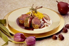 Schmidt’s Rack of Lamb with Caramelized Pears and Chestnuts