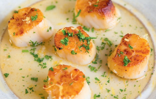 Emeret’s Caramelized Sea Scallops with Roasted Chestnut Butter Sauce